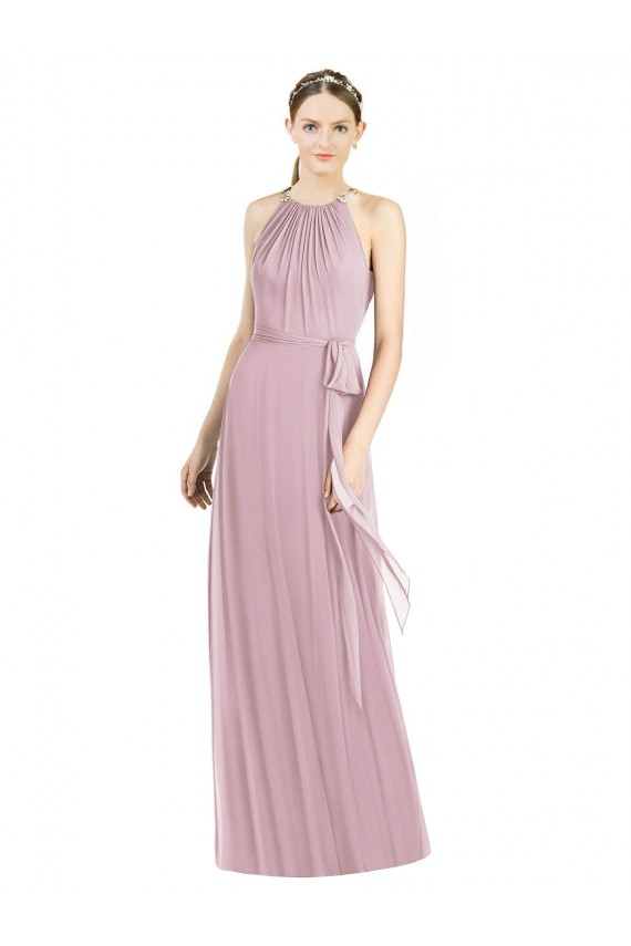 Erschwingliche Primel A-Linien Neckholder Chiffon Lange Brautjungfernkleider