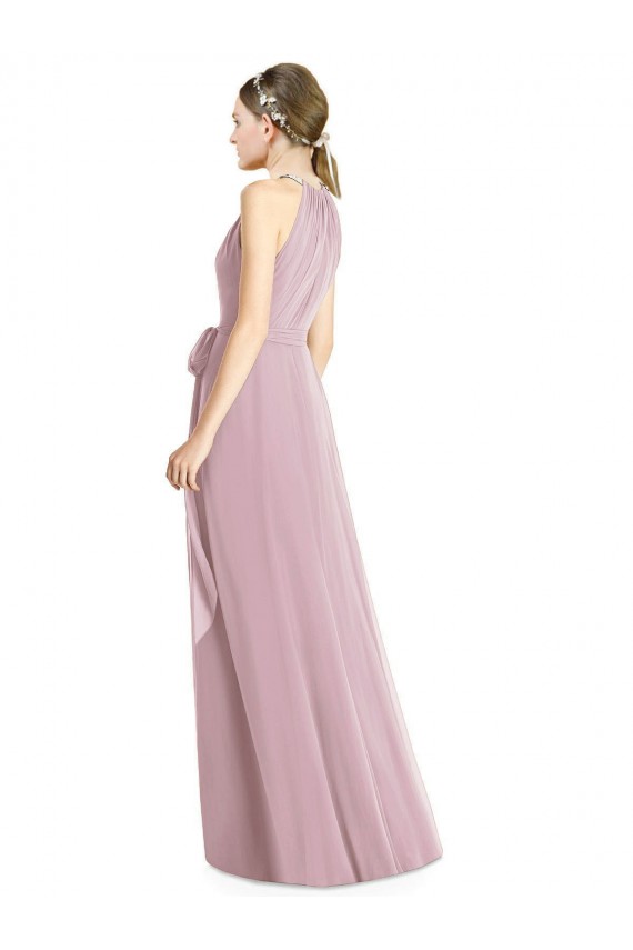 Erschwingliche Primel A-Linien Neckholder Chiffon Lange Brautjungfernkleider