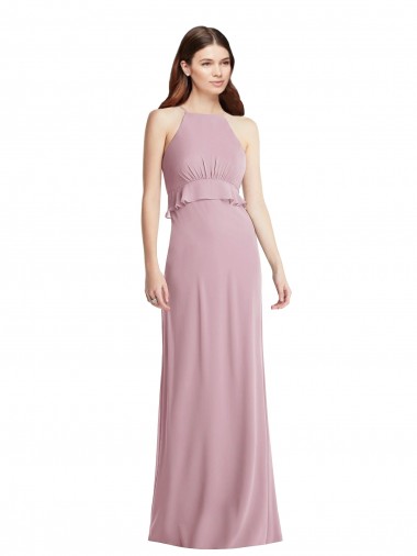 Erschwingliche Primel A-Linien Neckholder Chiffon Lange Brautjungfernkleider