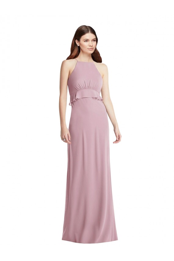 Erschwingliche Primel A-Linien Neckholder Chiffon Lange Brautjungfernkleider