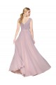 Erschwingliche Primel A-Linien V-Ausschnitt Chiffon Lange Formale Brautjungfernkleider / Abendkleider / Abiballkleider