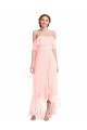 Erschwingliche Rosa A-Linien Off-Schulter Chiffon Lange Brautjungfernkleider