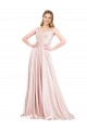 Erschwingliche Rosa A-Linien Off-Schulter Satin Lange Formale Brautjungfernkleider / Abendkleider / Abiballkleider