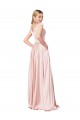 Erschwingliche Rosa A-Linien Off-Schulter Satin Lange Formale Brautjungfernkleider / Abendkleider / Abiballkleider