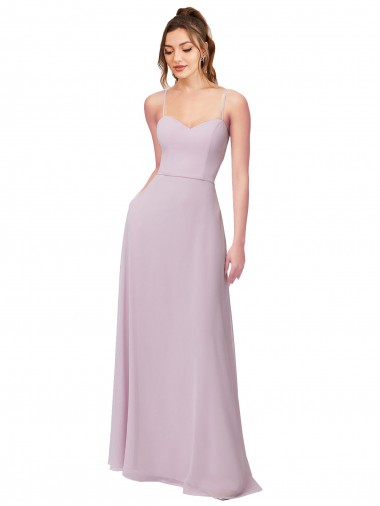 Erschwingliche Rosa Leuchten A-Linien Chiffon Lange Brautjungfernkleider