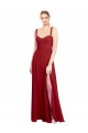 Erschwingliche Rot A-Linien Chiffon Lange Brautjungfernkleider
