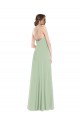Erschwingliche Salbeigrün A-Linien Scoop Chiffon Lange Brautjungfernkleider