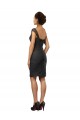 Erschwingliche Schiefergrau A-Linien Off-Schulter Knielang Chiffon Spitze Kurze Brautjungfernkleider / Cocktailkleider