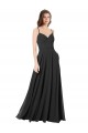 Erschwingliche Schwarz A-Linien Chiffon Lange Brautjungfernkleider