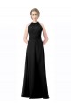 Erschwingliche Schwarz A-Linien Neckholder Chiffon Lange Brautjungfernkleider