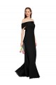 Erschwingliche Schwarz Meerjungfrau Off-Schulter Chiffon Lange Brautjungfernkleider / Abiballkleider