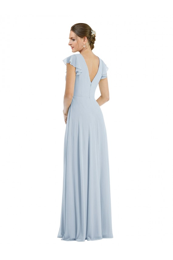 Erschwingliche Seeglas A-Linien Chiffon Lange Formale Brautjungfernkleider / Abendkleider