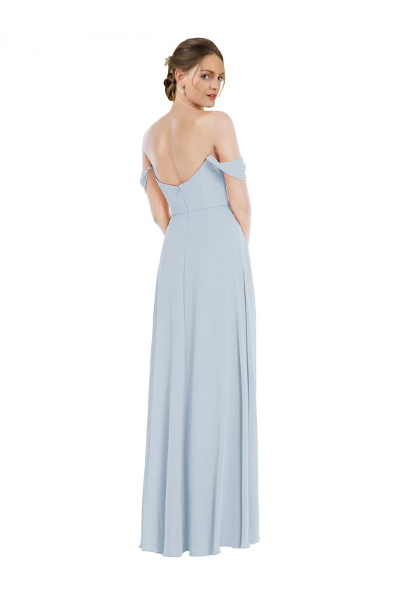 Erschwingliche Seeglas A-Linien Off-Schulter Chiffon Lange Brautjungfernkleider