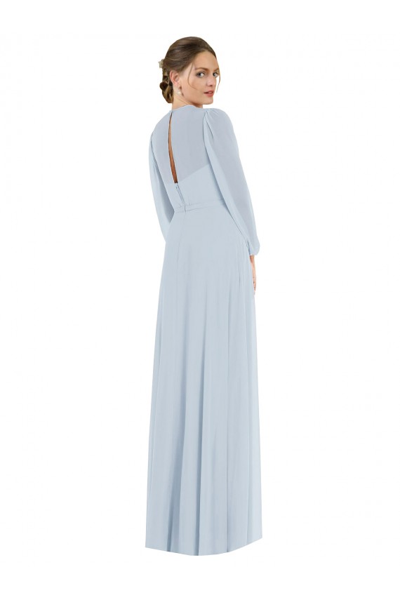 Erschwingliche Seeglas A-Linien Trägerlos Chiffon Lange Formale Brautjungfernkleider / Abendkleider