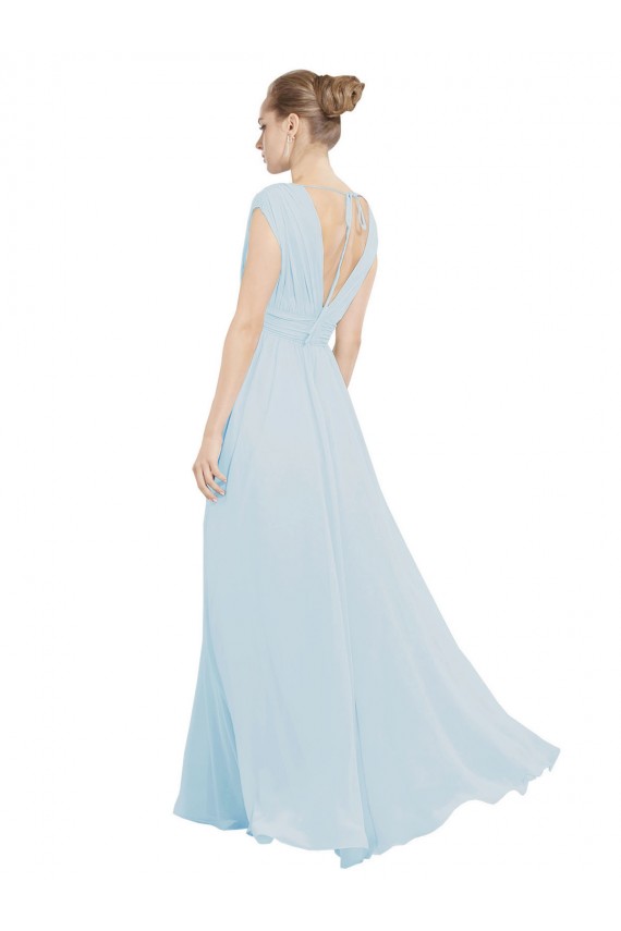 Erschwingliche Seeglas A-Linien V-Ausschnitt Chiffon Lange Brautjungfernkleider