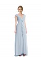 Erschwingliche Seeglas A-Linien V-Ausschnitt Chiffon Lange Brautjungfernkleider