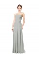 Erschwingliche Silber A-Linien Chiffon Lange Brautjungfernkleider