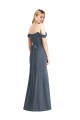 Erschwingliche Silberner Stein Trompete Off-Schulter Chiffon Lange Brautjungfernkleider