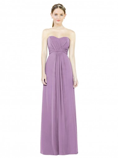 Erschwingliche Staubiger Lavendel A-Linien Chiffon Lange Brautjungfernkleider