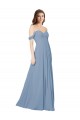 Erschwingliche Staubiges Blau A-Linien Chiffon Lange Brautjungfernkleider
