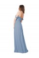Erschwingliche Staubiges Blau A-Linien Chiffon Lange Brautjungfernkleider