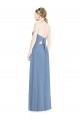 Erschwingliche Staubiges Blau A-Linien Neckholder Chiffon Lange Brautjungfernkleider