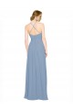 Erschwingliche Staubiges Blau A-Linien Neckholder Stehkragen Ausschnitt Chiffon Lange Brautjungfernkleider