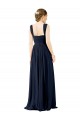 Erschwingliche Staubiges Blau A-Linien Quadrat Ausschnitt Chiffon Lange Brautjungfernkleider