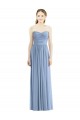 Erschwingliche Staubiges Blau A-Linien Trägerlos Chiffon Lange Brautjungfernkleider