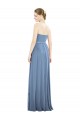Erschwingliche Staubiges Blau A-Linien Trägerlos Chiffon Lange Brautjungfernkleider