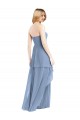 Erschwingliche Staubiges Blau A-Linien Trägerlos Chiffon Lange Brautjungfernkleider