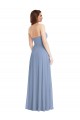 Erschwingliche Staubiges Blau A-Linien Trägerlos Chiffon Lange Brautjungfernkleider