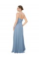 Erschwingliche Staubiges Blau A-Linien Trägerlos Chiffon Lange Brautjungfernkleider