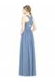 Erschwingliche Staubiges Blau A-Linien V-Ausschnitt Chiffon Lange Brautjungfernkleider