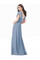 Erschwingliche Staubiges Blau A-Linien V-Ausschnitt Chiffon Lange Brautjungfernkleider / Abiballkleider