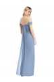 Erschwingliche Staubiges Blau Meerjungfrau Off-Schulter Chiffon Lange Brautjungfernkleider
