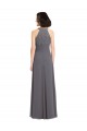 Erschwingliche Stormy Silver A-Linien Neckholder Chiffon Spitze Lange Brautjungfernkleider