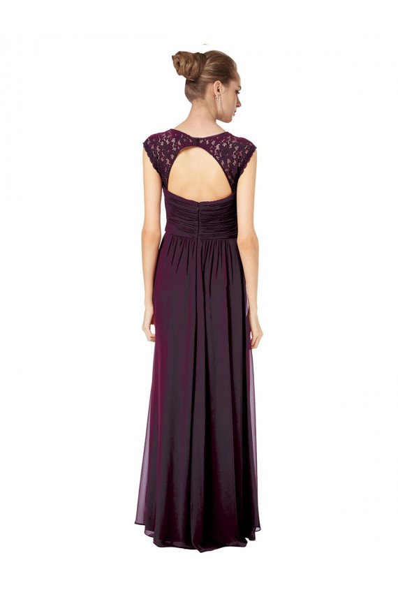 Erschwingliche Traube A-Linien Chiffon Spitze Lange Brautjungfernkleider
