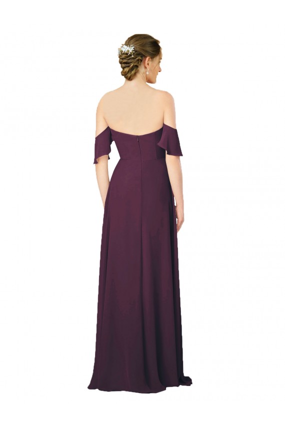 Erschwingliche Traube Etui Chiffon Lange Brautjungfernkleider