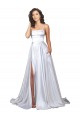 Erschwingliche Weiß A-Linien Spaghetti-Träger Stretch-Satin Einfache Strand Brautkleider