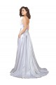 Erschwingliche Weiß A-Linien Spaghetti-Träger Stretch-Satin Einfache Strand Brautkleider