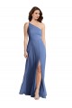 Erschwingliche Windsor Blau A-Linien Eine-Schulter Chiffon Lange Formale Brautjungfernkleider / Abendkleider