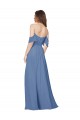 Erschwingliche Windsor Blau A-Linien Off-Schulter Trägerlos Chiffon Lange Brautjungfernkleider