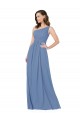 Erschwingliche Windsor Blau Etui Eine-Schulter Chiffon Lange Brautjungfernkleider