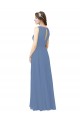 Erschwingliche Windsor Blau Etui Illusion Ausschnitt Chiffon Lange Brautjungfernkleider