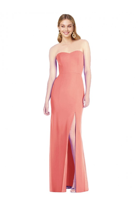 Erschwingliche Wüstenrose Trompete Trägerlos Chiffon Lange Brautjungfernkleider